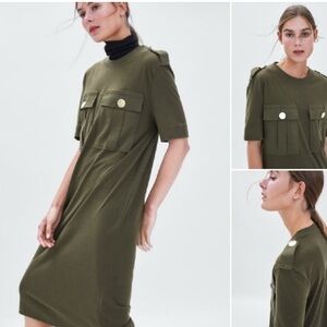 Olive Green Military Style Dress